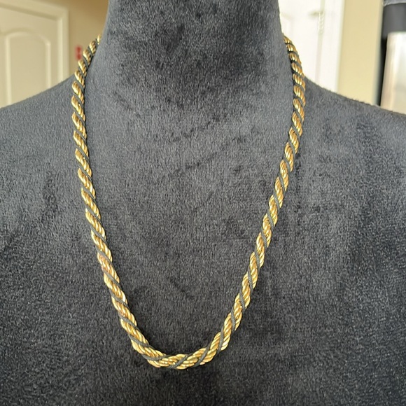 Vintage Signed Trifari Gold and Black Twisted Cord Neclace - Picture 1 of 7
